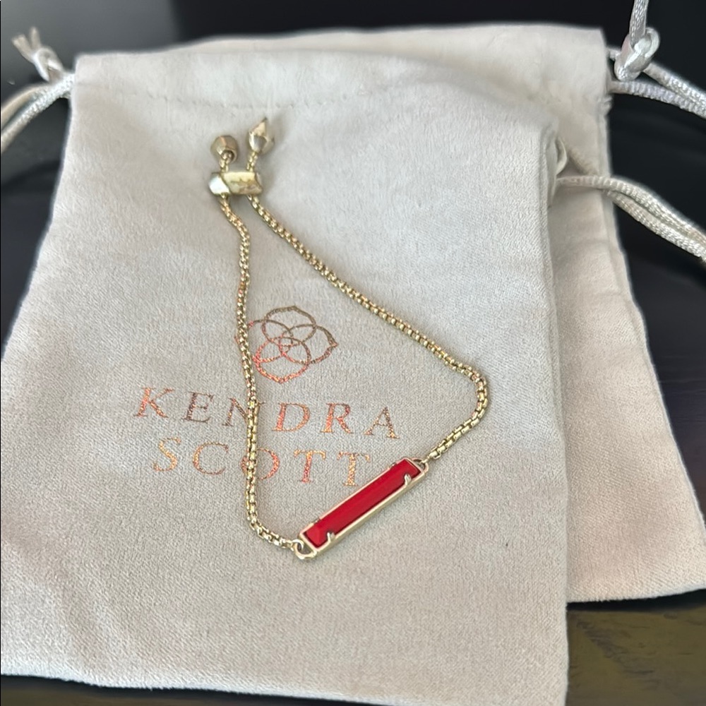 Kendra Scott Gold Bracelet with Red Bar